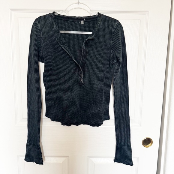 NEW Free People One Colt Thermal Waffle Knit Long Sleeves Top - Picture 2 of 8